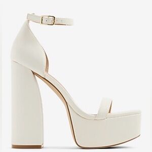 Express Cream Platform Heeled Sandals